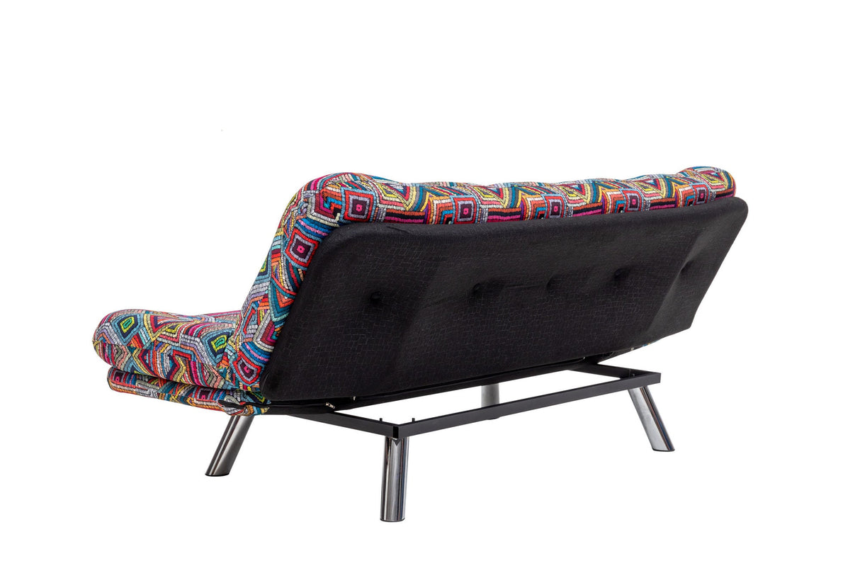 Canapea extensibilă 3 locuri Misa, Patchwork, Multicolor, 175x52x40 cm