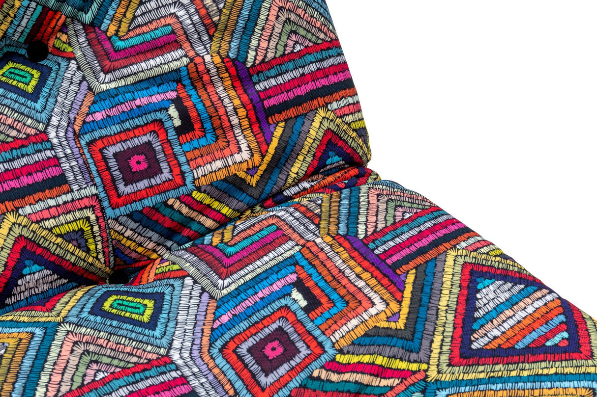 Canapea extensibilă 3 locuri Misa, Patchwork, Multicolor, 175x52x40 cm