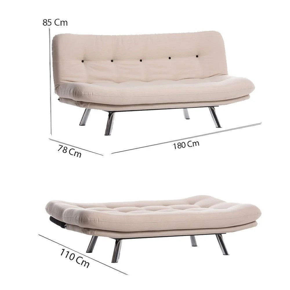 Canapea extensibilă 3 locuri Misa, Versiunea 3, Crem, 175x52x40 cm