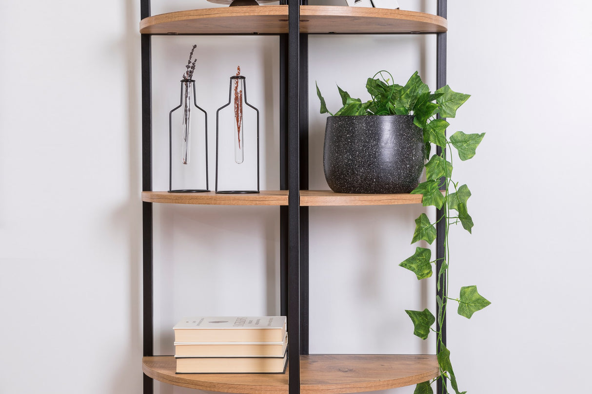 Bibliotecă Mona Rafix, Pin atlantic - Negru, 66x34x155 cm