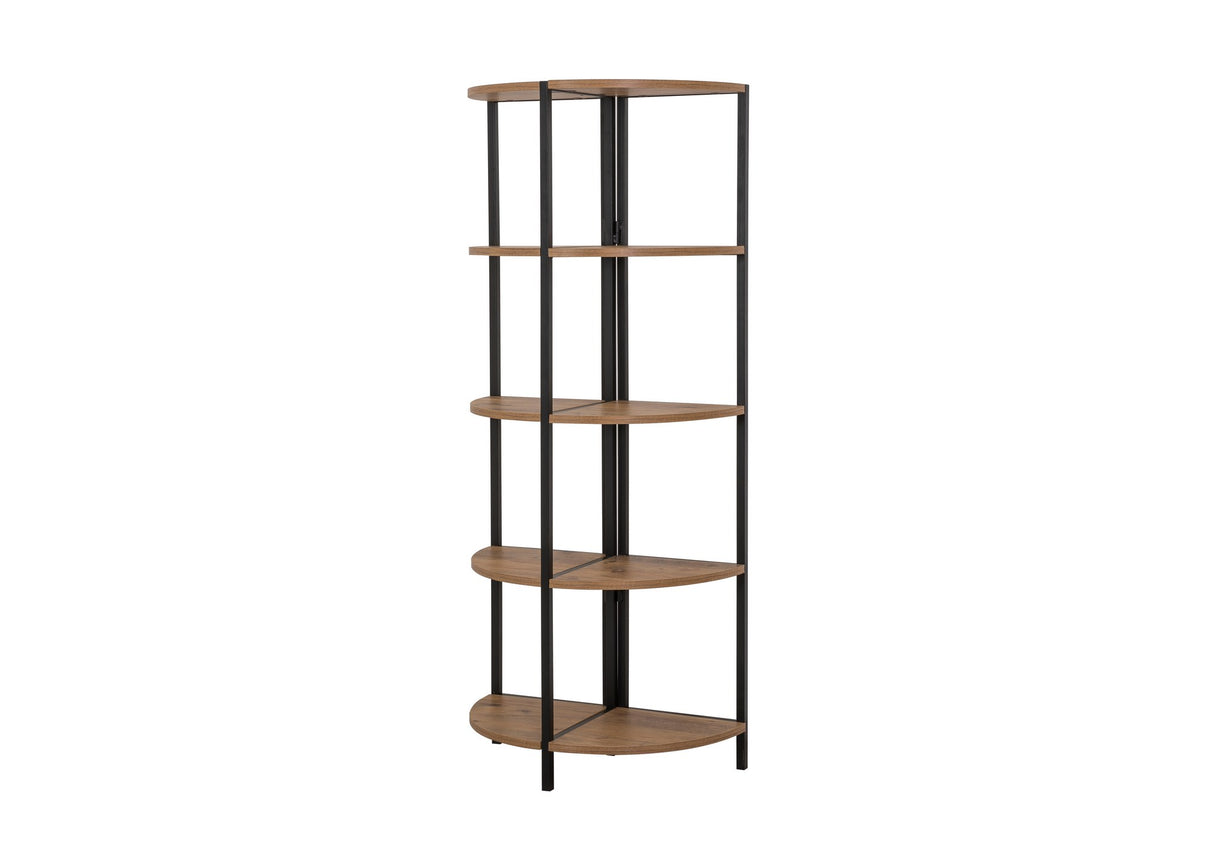 Bibliotecă Mona Rafix, Pin atlantic - Negru, 66x34x155 cm