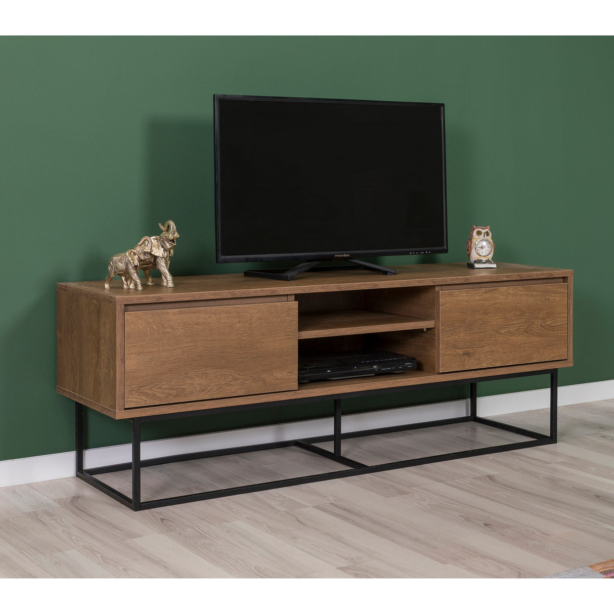 Set mobilă pentru sufragerie Laxus Takım 3, Nuc - Negru, 140x40x50 cm