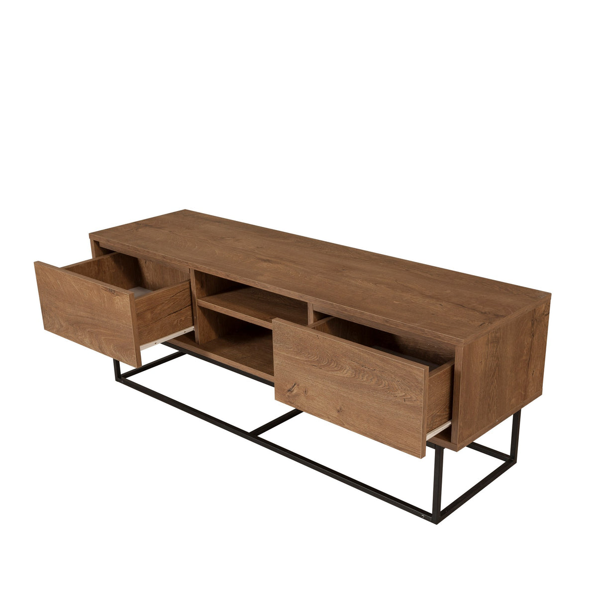 Set mobilă pentru sufragerie Laxus Takım 3, Nuc - Negru, 140x40x50 cm