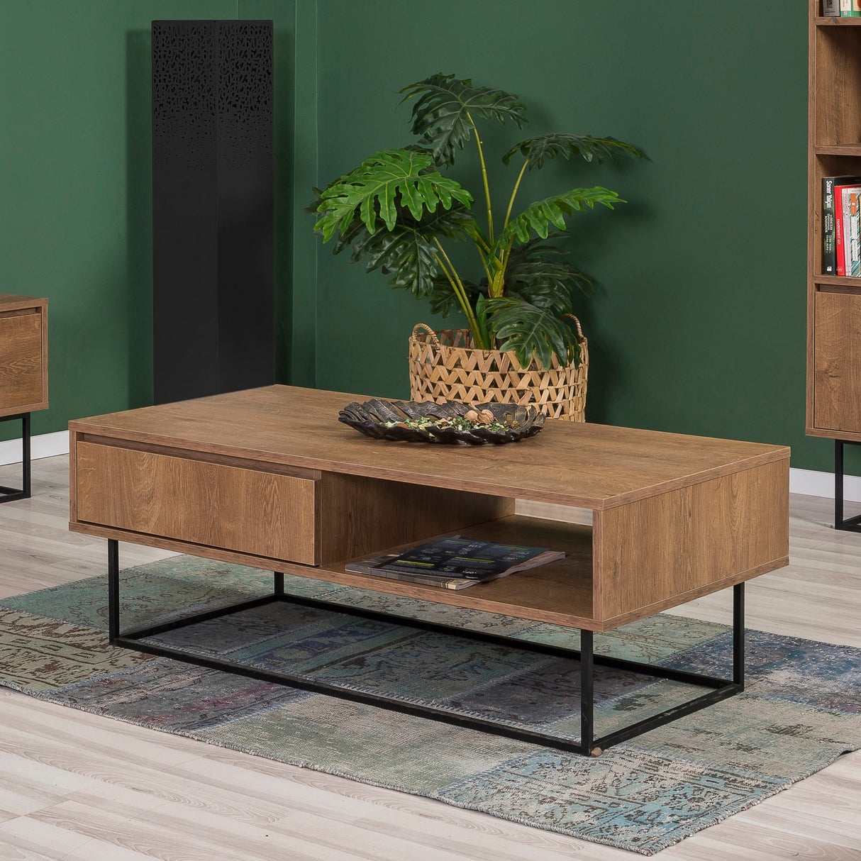 Set mobilă pentru sufragerie Laxus Takım 11, Nuc - Negru, 180x40x50 cm
