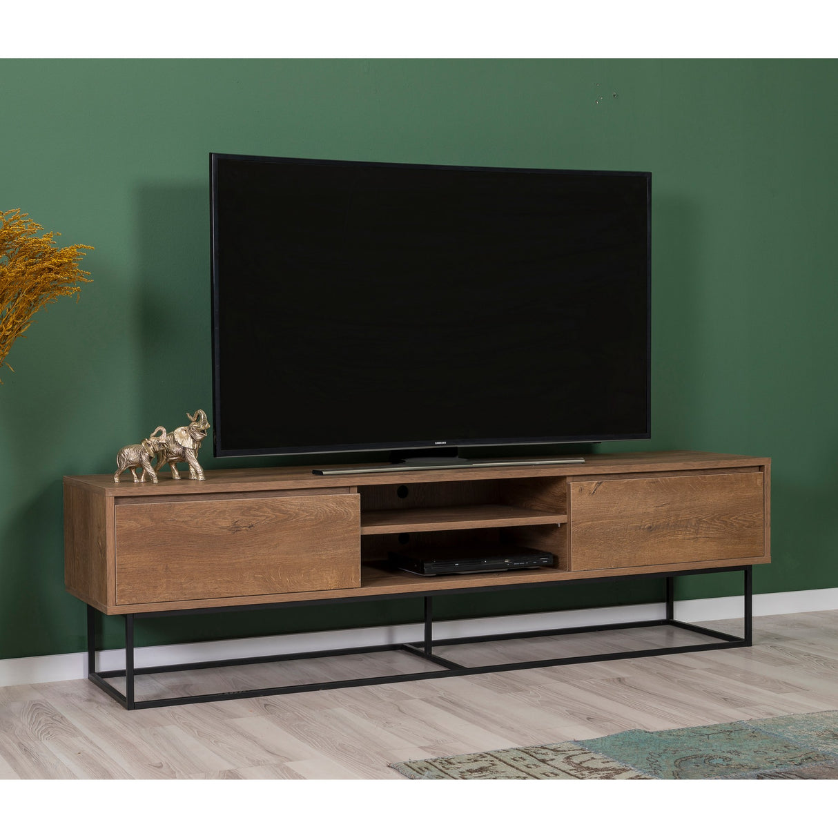 Set mobilă pentru sufragerie Laxus Takım 13, Nuc - Negru, 180x40x50 cm
