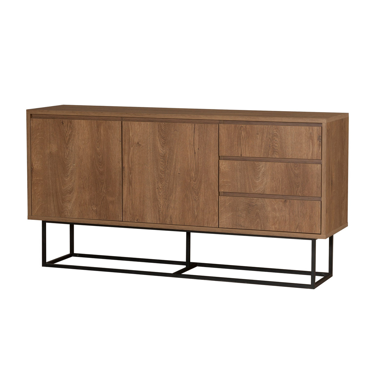 Set mobilă pentru sufragerie Laxus Takım 17, Nuc - Negru, 140x40x50 cm
