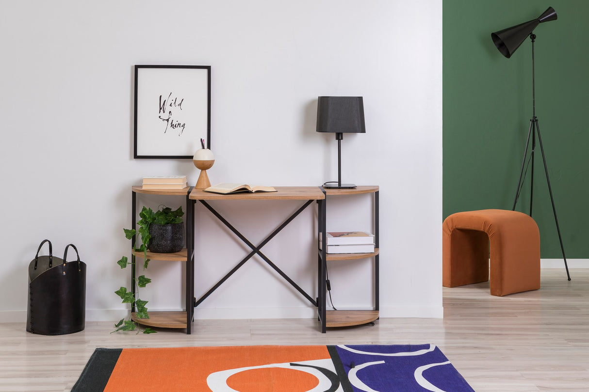 Birou Mayra Rafix, Pin atlantic - Negru, 138x34x75 cm