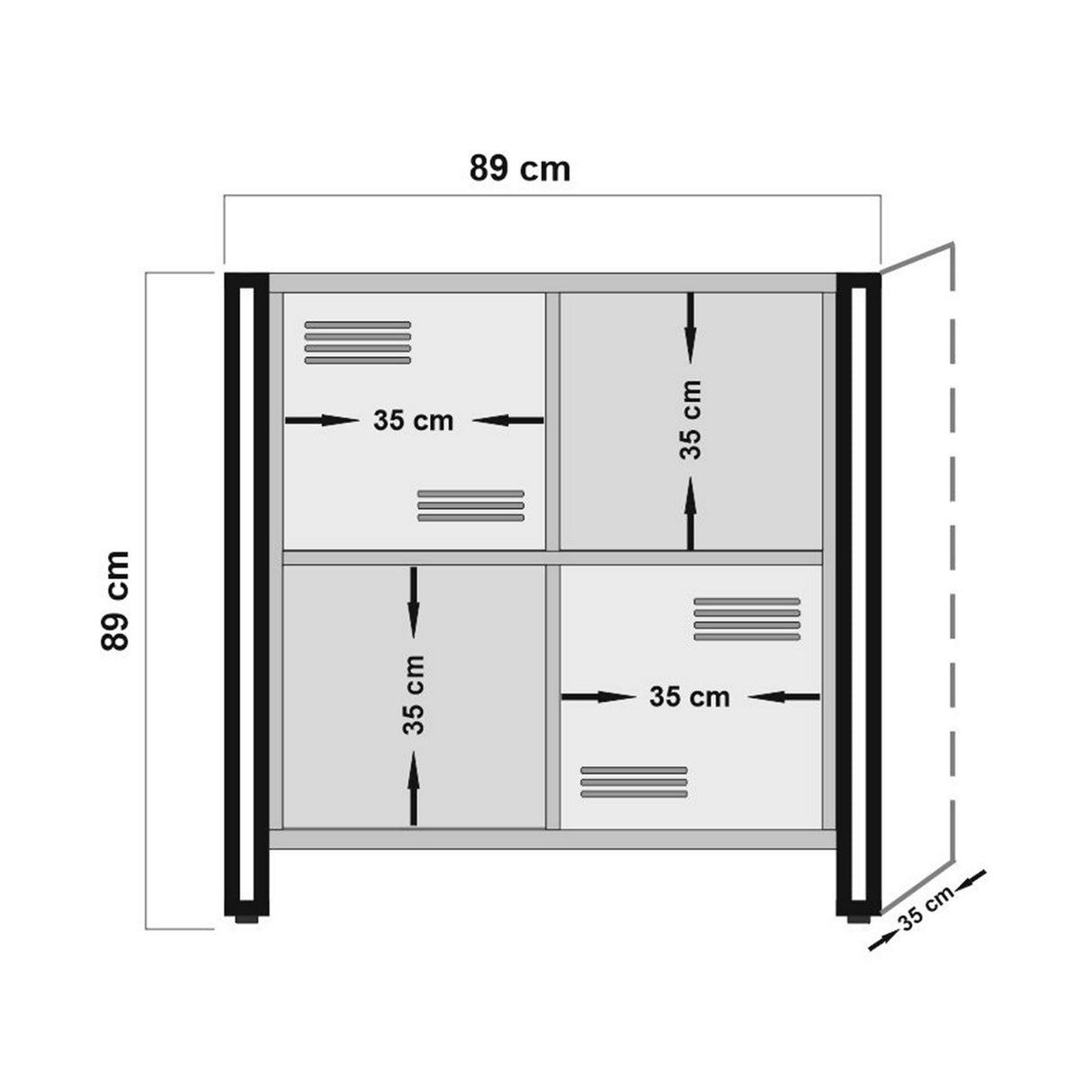 Bibliotecă Cosmo Soft, Pin atlantic - Negru, 89x35x89 cm