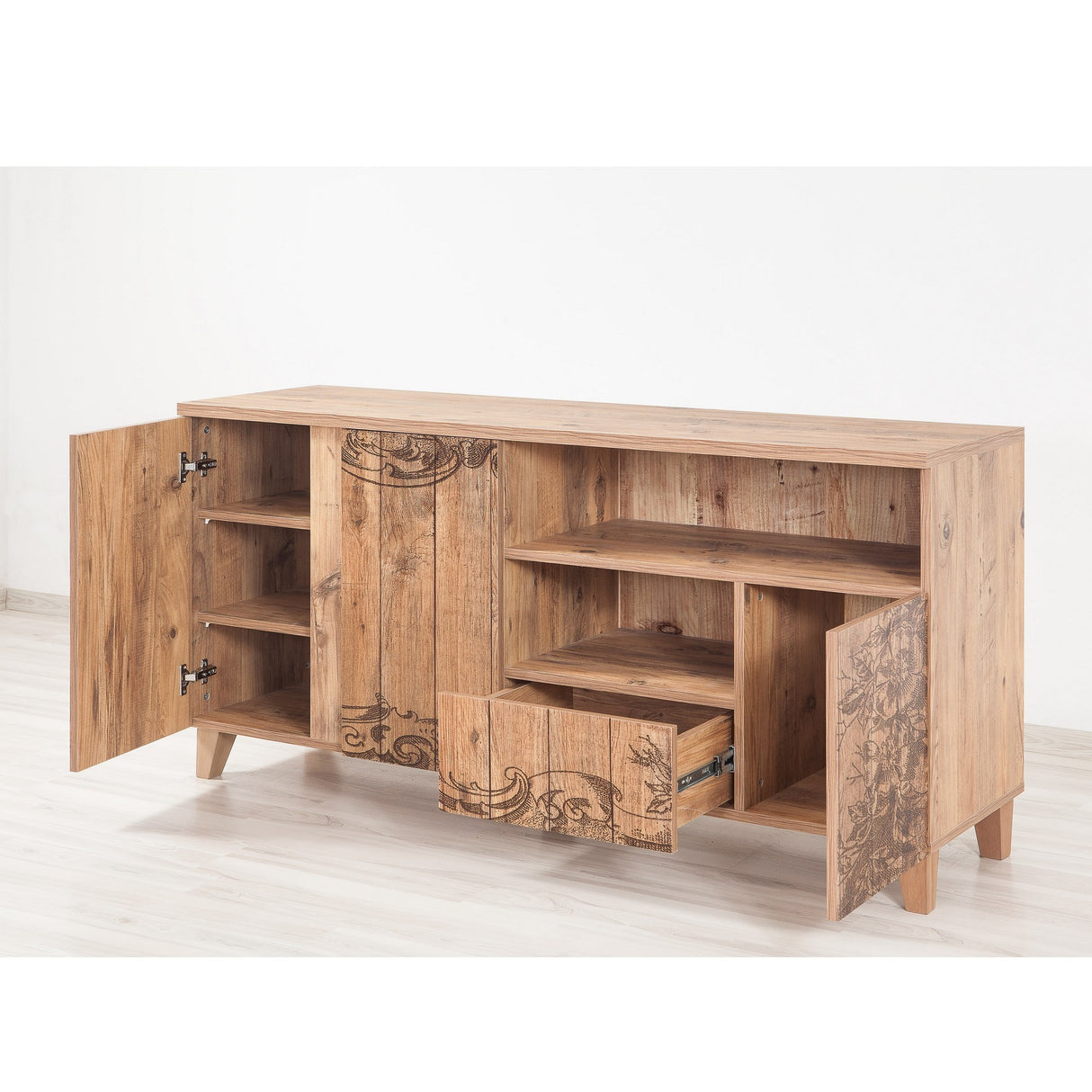 Comodă TV Marina Mila - 757, Pin atlantic, 160x45x65 cm