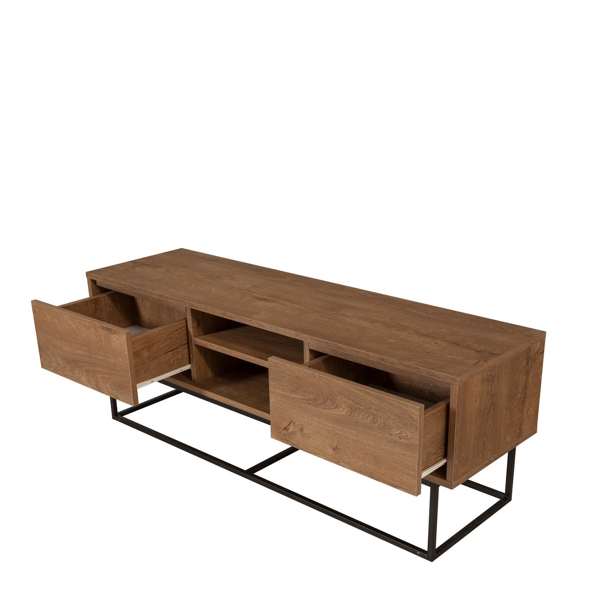 Comodă TV Rodez 140, Nuc - Negru, 140x40x50 cm