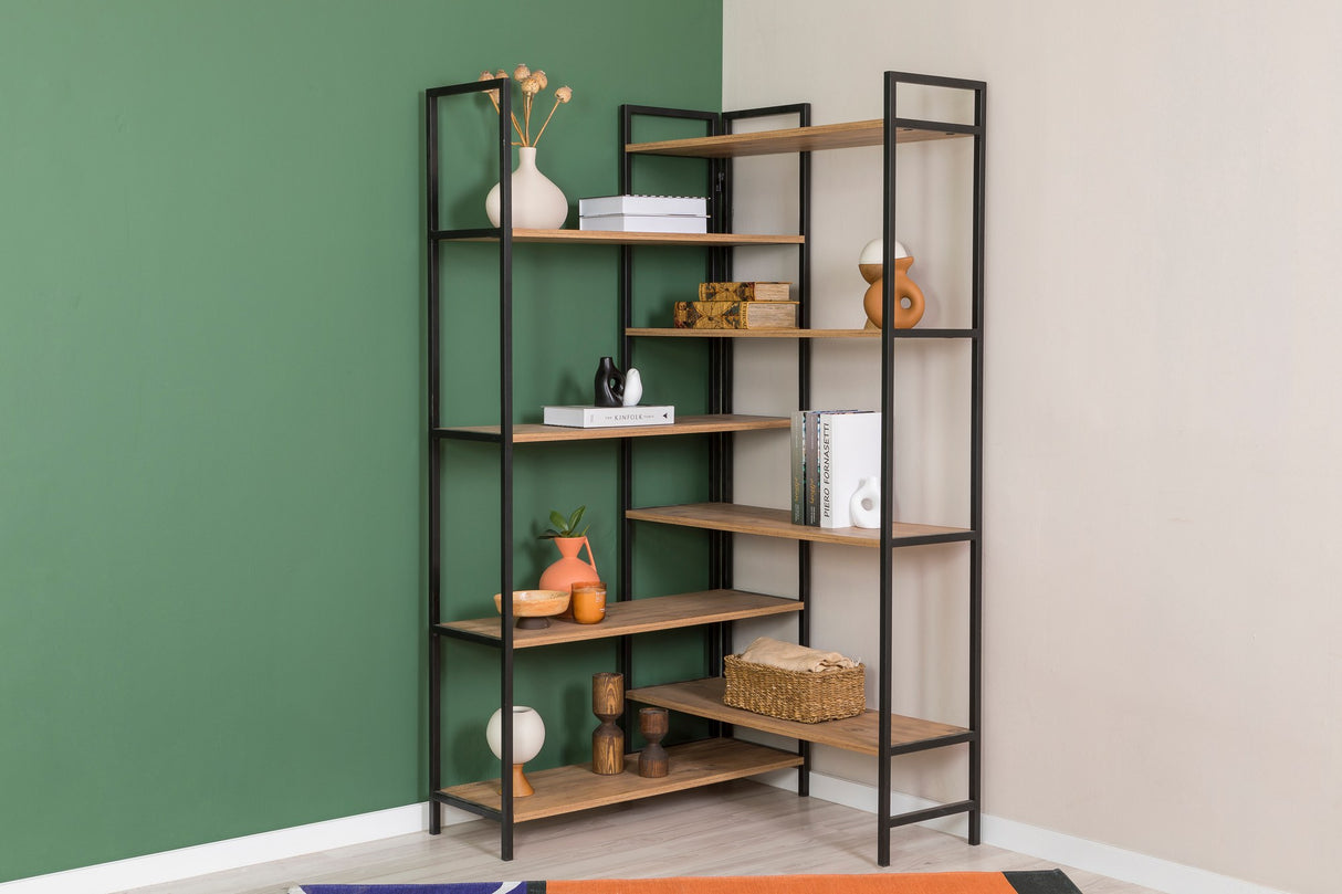 Bibliotecă Edra Rafix, Pin atlantic - Negru, 94x94x181 cm