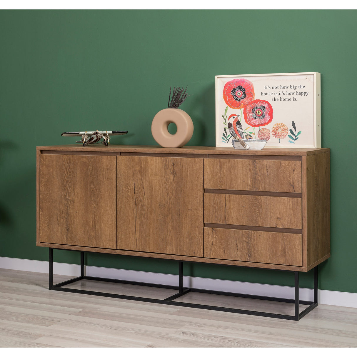 Set mobilă pentru sufragerie Laxus Takım 1, Nuc - Negru, 90x39x40 cm