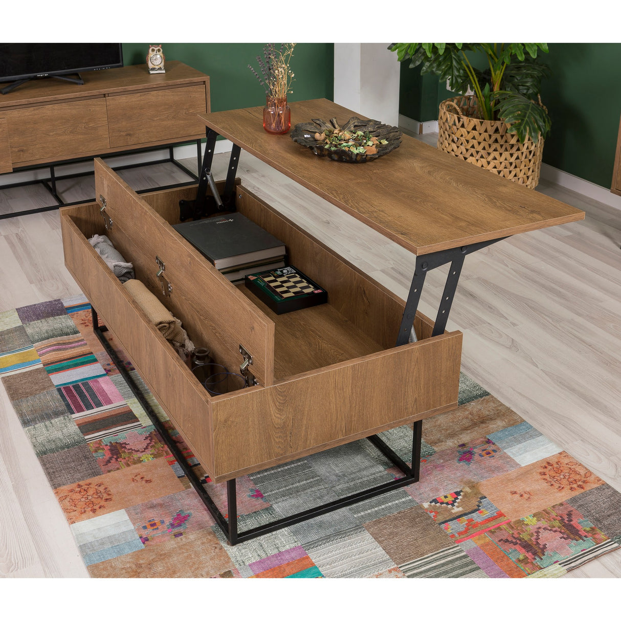 Set mobilă pentru sufragerie Laxus Takım 22, Nuc - Negru, 90x39x40 cm