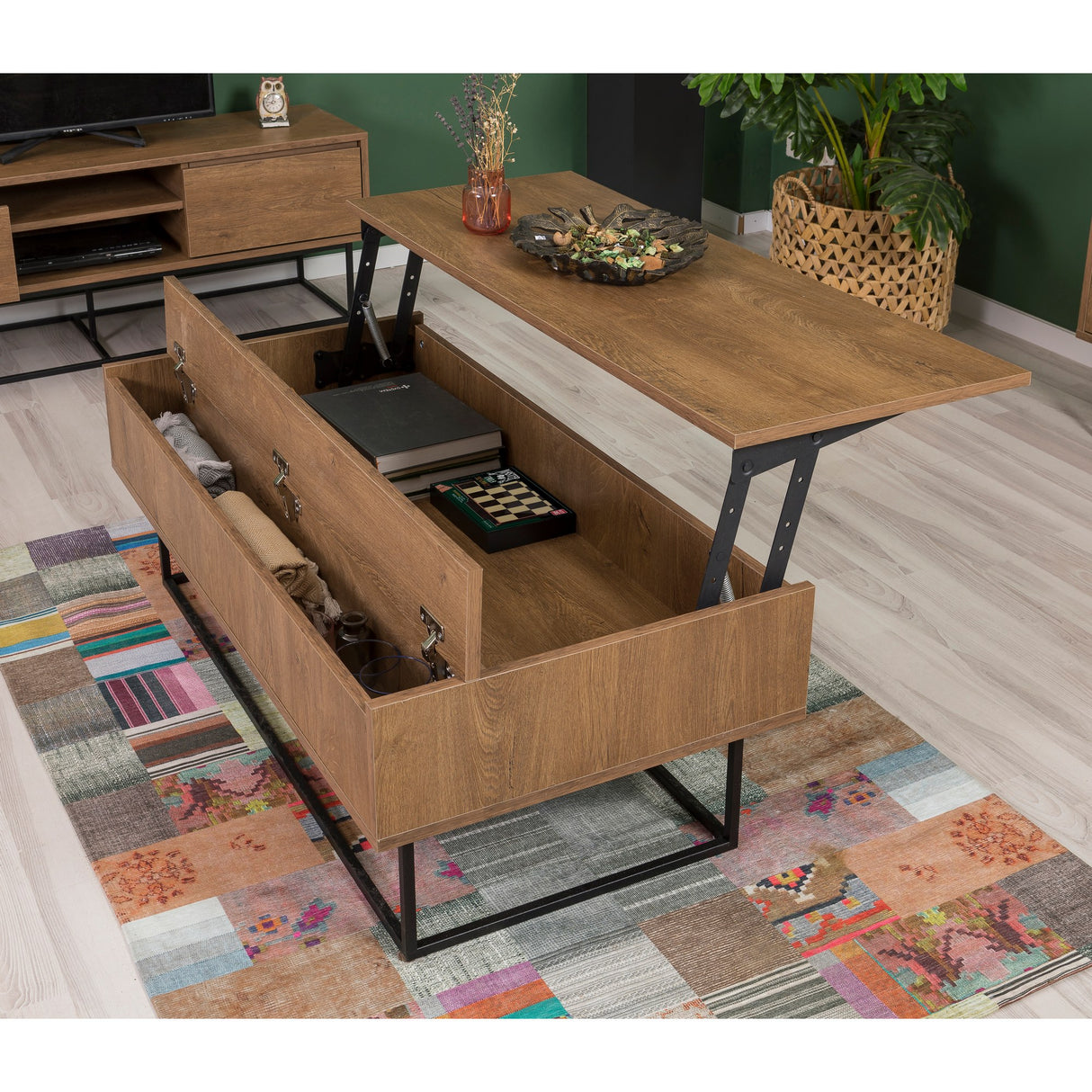 Set mobilă pentru sufragerie Laxus Takım 26, Nuc - Negru, 90x39x40 cm