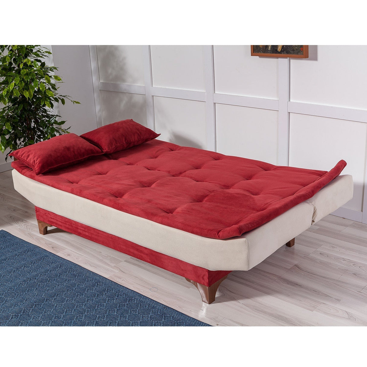 Canapea extensibilă 3 locuri Kelebek, Diverse culori, 190x85x90 cm - Bordo - Crem | SKU: 867UNQ1342 | Canapea extensibilă 3 locuri Kelebek, 190x85x90 cm, varianta Bordo - Crem, produs pentru amenajarea locuinței, disponibil online în România la CasaMob