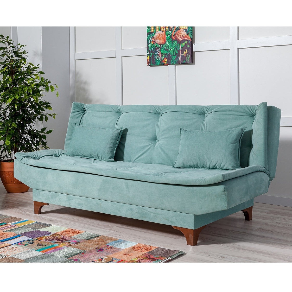 Canapea extensibilă 3 locuri Kelebek, Diverse culori, 190x85x90 cm - Verde marin | SKU: 867UNQ1343 | Canapea extensibilă 3 locuri Kelebek, 190x85x90 cm, varianta Verde marin, produs pentru amenajarea locuinței, disponibil online în România la CasaMob
