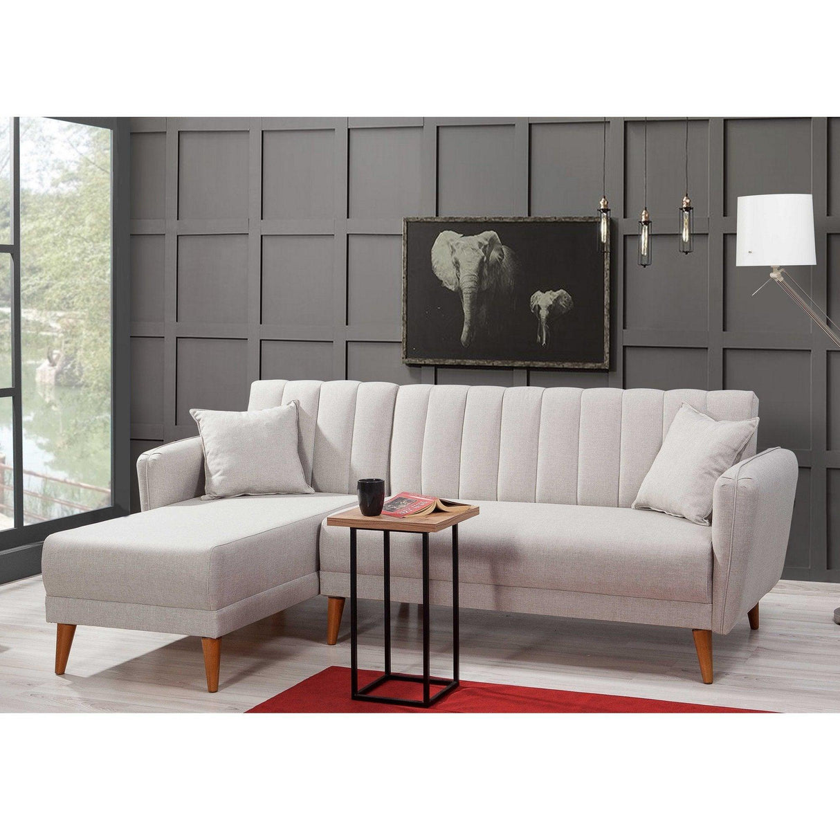 Canapea extensibilă Aqua, Colț, Stânga, Diverse culori, 225x150x85 cm - Crem | SKU: 867UNQ1401 | Canapea extensibilă Aqua, Colț, Stânga, 225x150x85 cm, varianta Crem, produs pentru amenajarea locuinței, disponibil online în România la CasaMob