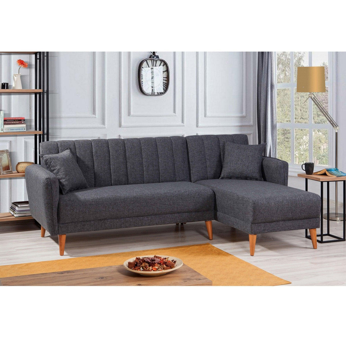 Canapea extensibilă Tetra, Colț, Dreapta, Diverse culori, 225x150x85 cm - Gri închis | SKU: 867UNQ1404 | Canapea extensibilă Tetra, Colț, Dreapta, 225x150x85 cm, varianta Gri închis, produs pentru amenajarea locuinței, disponibil online în România la CasaMob