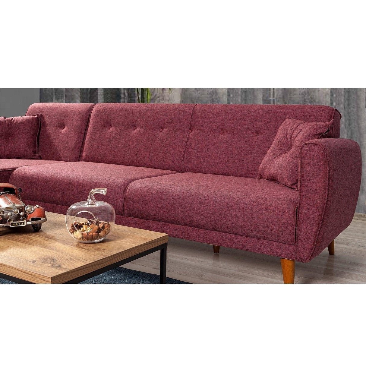 Canapea extensibilă Aria, Colț, Diverse culori, 277x175x86 cm - Bordo | SKU: 867UNQ1408 | Canapea extensibilă Aria, Colț, 277x175x86 cm, varianta Bordo, produs pentru amenajarea locuinței, disponibil online în România la CasaMob