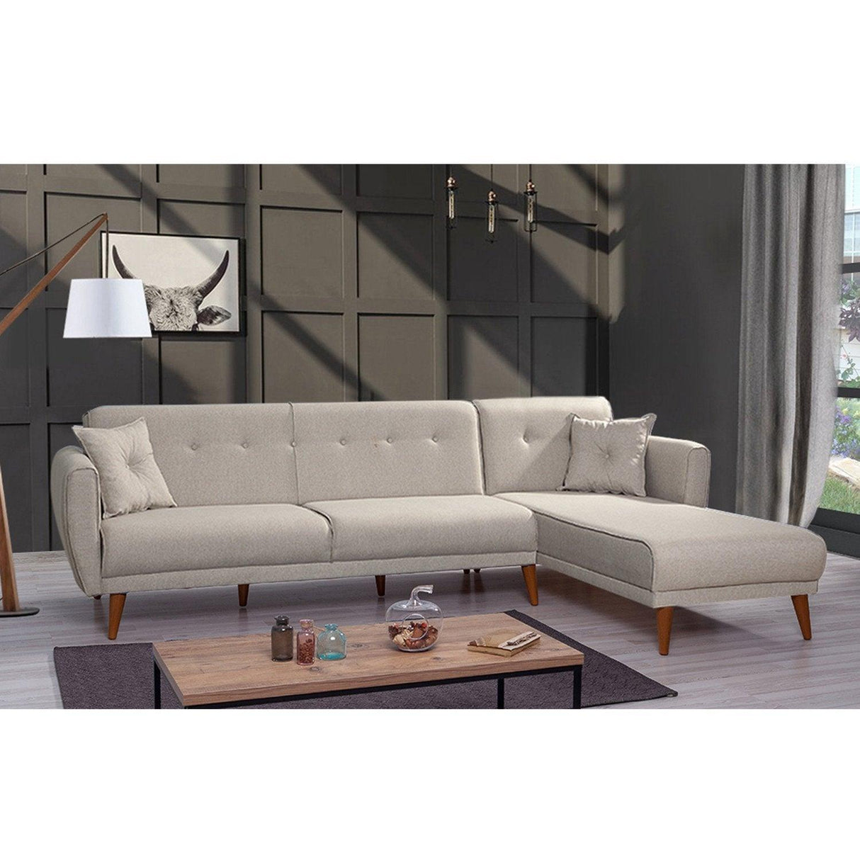 Canapea extensibilă Aria, Colț, Diverse culori, 277x175x86 cm - Crem | SKU: 867UNQ1411 | Canapea extensibilă Aria, Colț, 277x175x86 cm, varianta Crem, produs pentru amenajarea locuinței, disponibil online în România la CasaMob