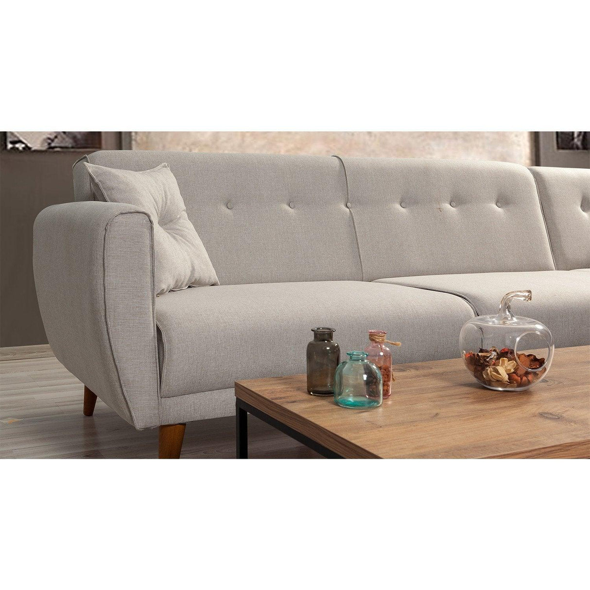 Canapea extensibilă Aria, Colț, Diverse culori, 277x175x86 cm - Crem | SKU: 867UNQ1411 | Canapea extensibilă Aria, Colț, 277x175x86 cm, varianta Crem, produs pentru amenajarea locuinței, disponibil online în România la CasaMob