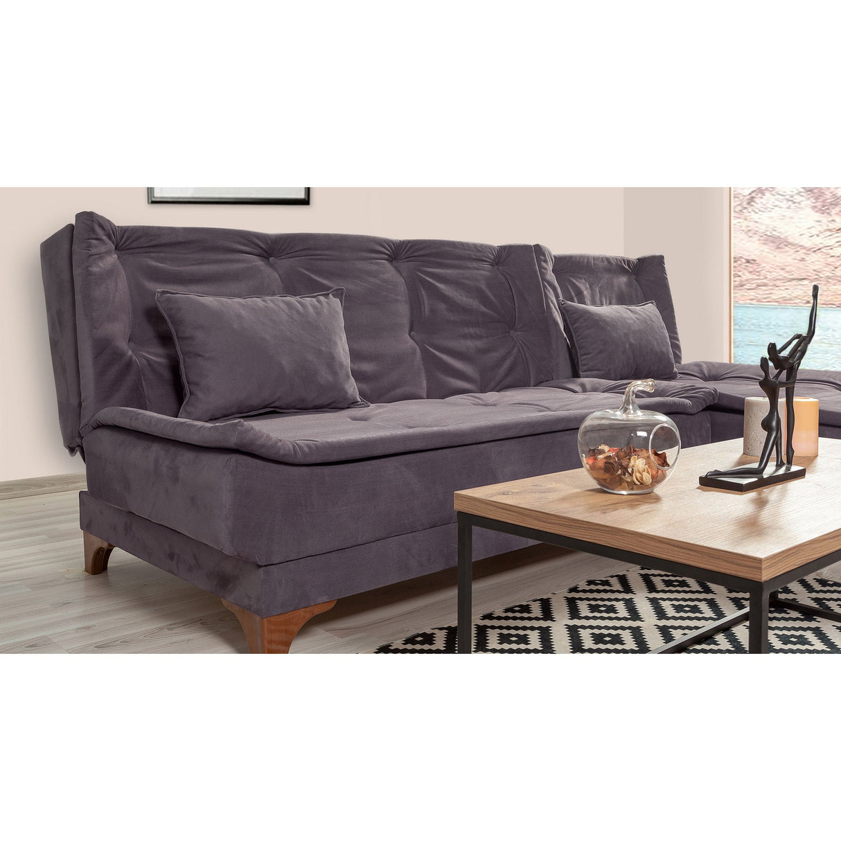 Canapea extensibilă de colț Kelebek Dreapta, Diverse culori, 225x160x86 cm - Antracit | SKU: 867UNQ1414 | Canapea extensibilă de colț Kelebek Dreapta, 225x160x86 cm, varianta Antracit, produs pentru amenajarea locuinței, disponibil online în România la CasaMob