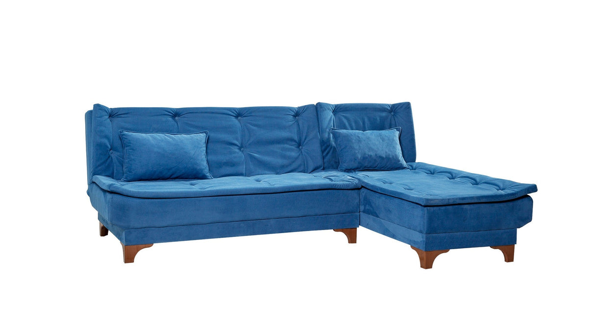 Canapea extensibilă de colț Kelebek Dreapta, Diverse culori, 225x160x86 cm - Albastru închis | SKU: 867UNQ1419 | Canapea extensibilă de colț Kelebek Dreapta, 225x160x86 cm, varianta Albastru închis, produs pentru amenajarea locuinței, disponibil online în România la CasaMob