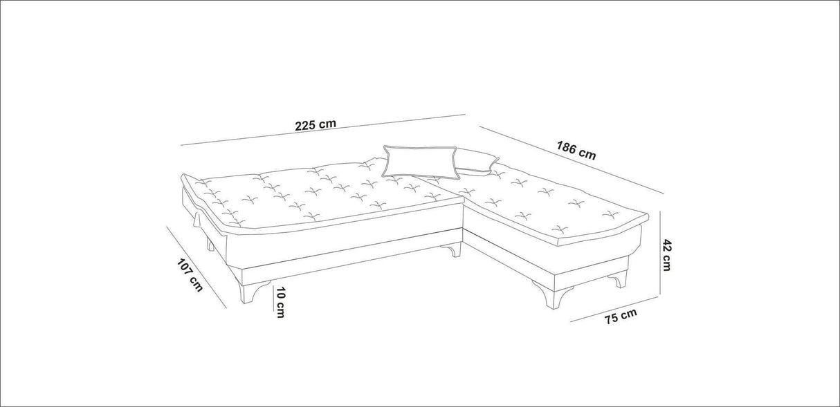 Canapea extensibilă de colț Kelebek Dreapta, Diverse culori, 225x160x86 cm - Verde | SKU: 867UNQ1422 | Canapea extensibilă de colț Kelebek Dreapta, 225x160x86 cm, varianta Verde, produs pentru amenajarea locuinței, disponibil online în România la CasaMob