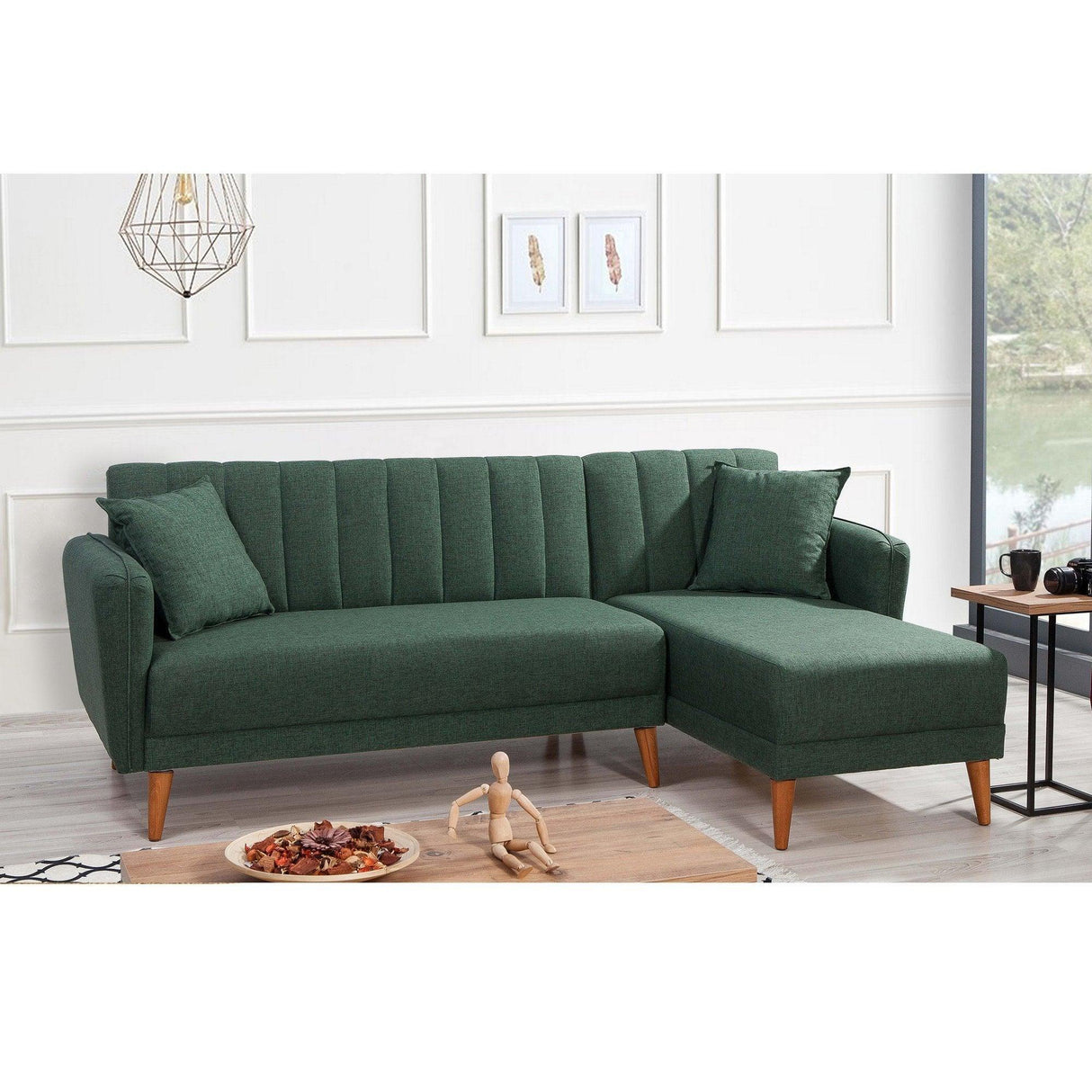 Canapea extensibilă Tetra, Colț, Dreapta, Diverse culori, 225x150x85 cm - Verde | SKU: 867UNQ1431 | Canapea extensibilă Tetra, Colț, Dreapta, 225x150x85 cm, varianta Verde, produs pentru amenajarea locuinței, disponibil online în România la CasaMob