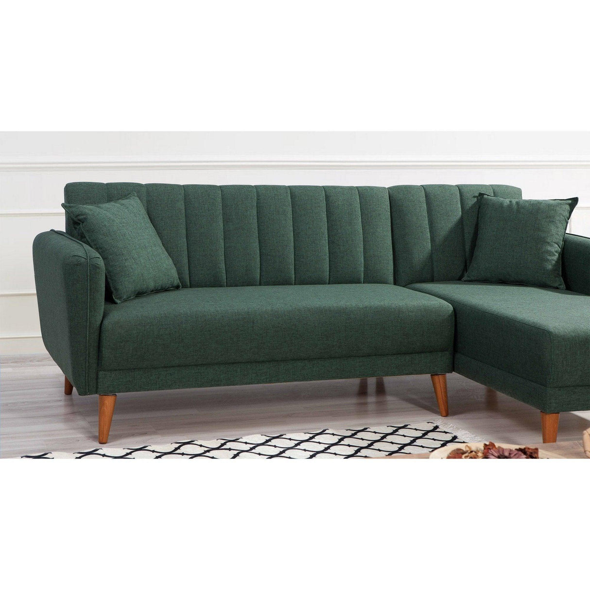Canapea extensibilă Tetra, Colț, Dreapta, Diverse culori, 225x150x85 cm - Verde | SKU: 867UNQ1431 | Canapea extensibilă Tetra, Colț, Dreapta, 225x150x85 cm, varianta Verde, produs pentru amenajarea locuinței, disponibil online în România la CasaMob