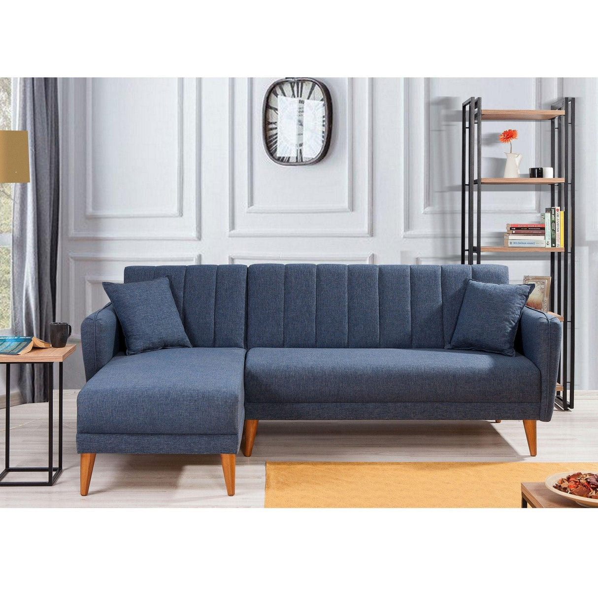 Canapea extensibilă Aqua, Colț, Stânga, Diverse culori, 225x150x85 cm - Albastru închis | SKU: 867UNQ1432 | Canapea extensibilă Aqua, Colț, Stânga, 225x150x85 cm, varianta Albastru închis, produs pentru amenajarea locuinței, disponibil online în România la CasaMob