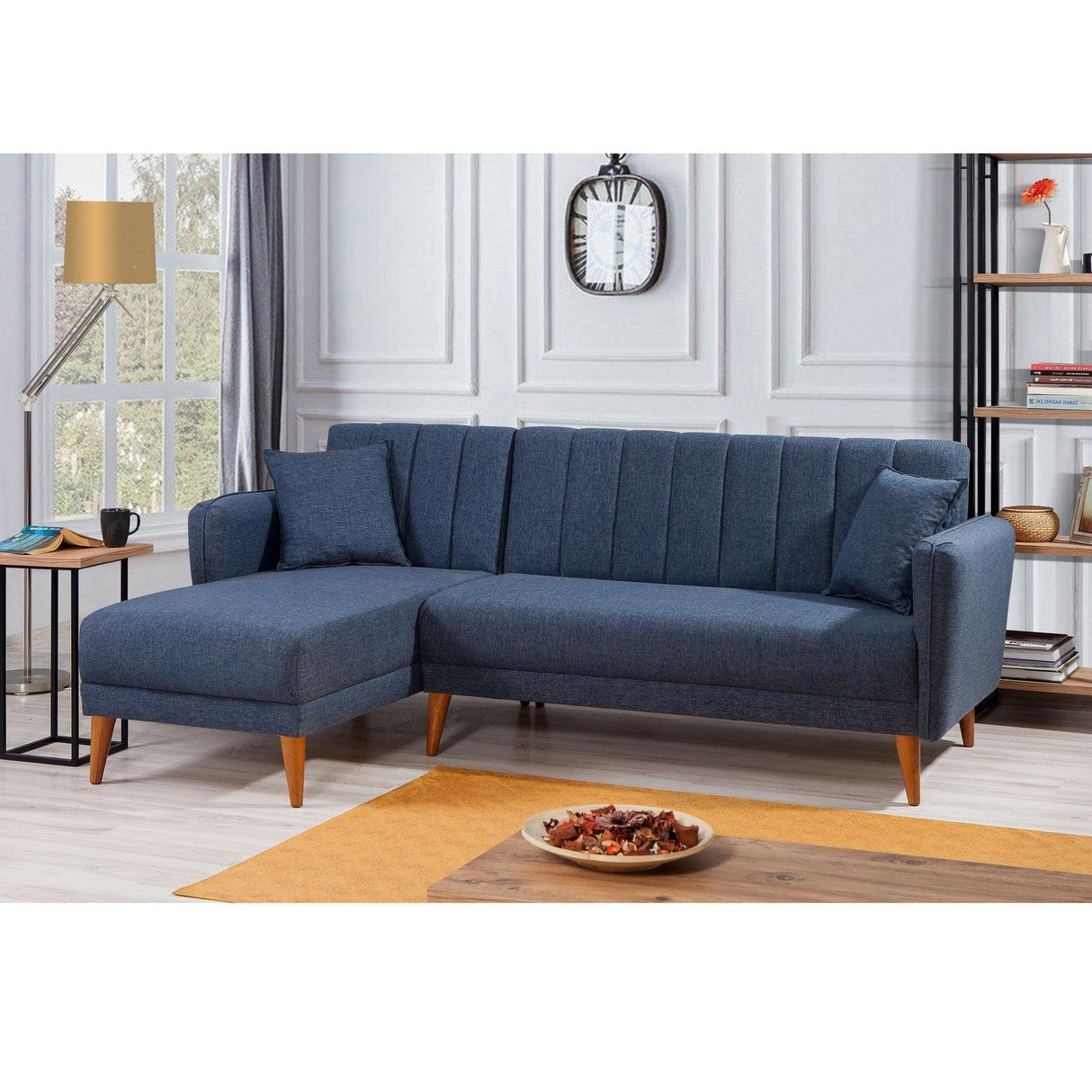 Canapea extensibilă Aqua, Colț, Stânga, Diverse culori, 225x150x85 cm - Albastru închis | SKU: 867UNQ1432 | Canapea extensibilă Aqua, Colț, Stânga, 225x150x85 cm, varianta Albastru închis, produs pentru amenajarea locuinței, disponibil online în România la CasaMob