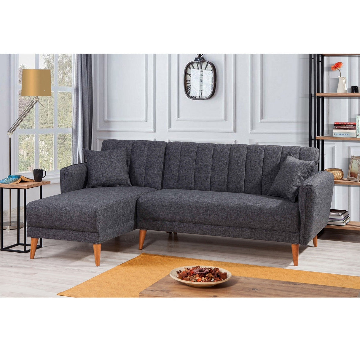 Canapea extensibilă Aqua, Colț, Stânga, Diverse culori, 225x150x85 cm - Gri închis | SKU: 867UNQ1433 | Canapea extensibilă Aqua, Colț, Stânga, 225x150x85 cm, varianta Gri închis, produs pentru amenajarea locuinței, disponibil online în România la CasaMob