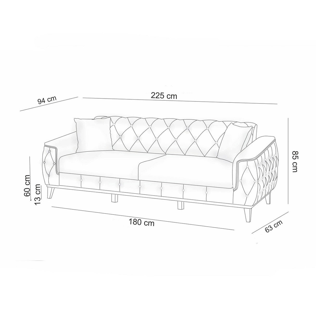 Canapea extensibilă 3 locuri Marta, Diverse culori, 225x94x85 cm - Gri închis | SKU: 867UNQ1526 | Canapea extensibilă 3 locuri Marta, 225x94x85 cm, varianta Gri închis, produs pentru amenajarea locuinței, disponibil online în România la CasaMob