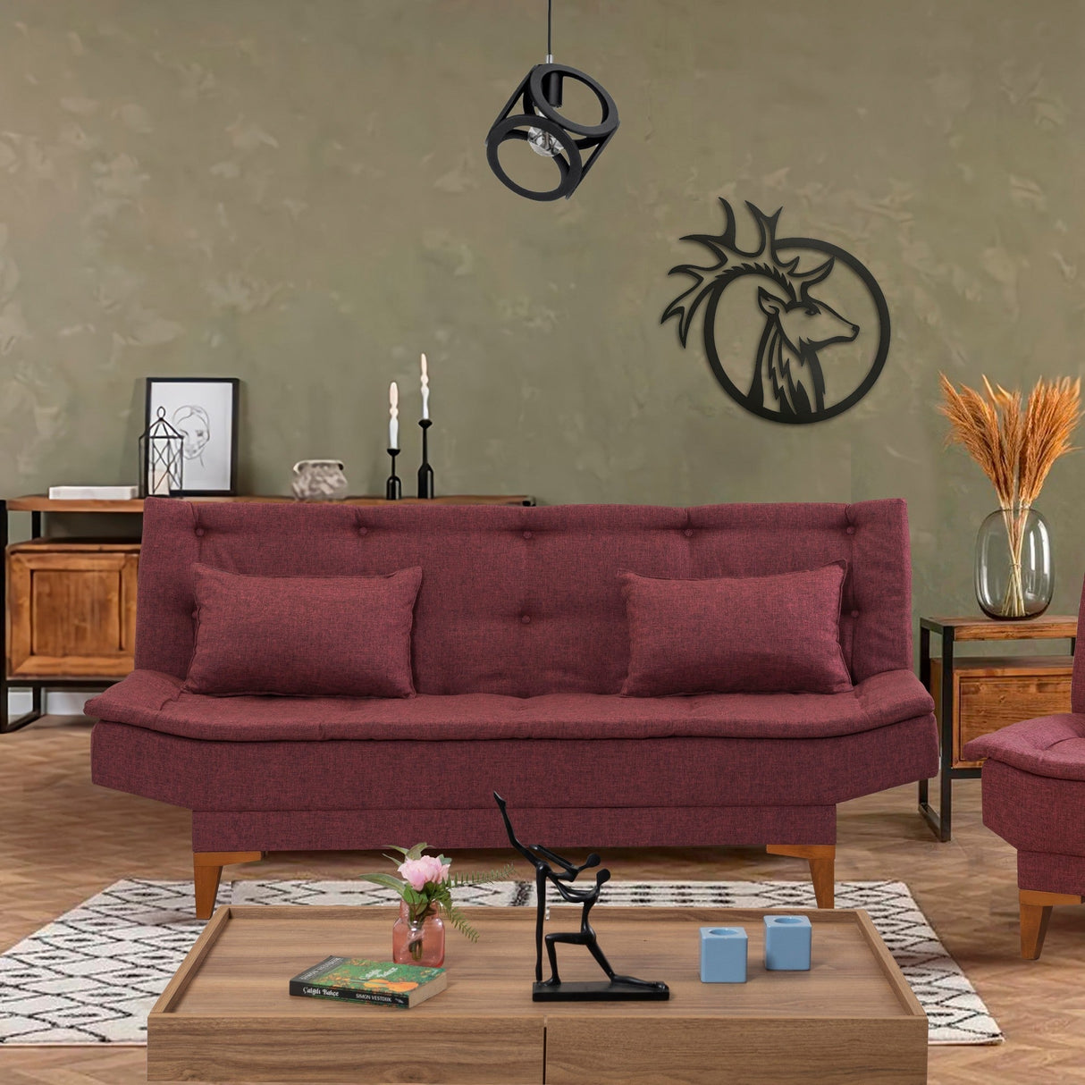 Canapea extensibilă Santo, 3 locuri, Diverse culori, 186x85x90 cm - Bordo | SKU: 867UNQ1646 | Canapea extensibilă Santo, 3 locuri, 186x85x90 cm, varianta Bordo, produs pentru amenajarea locuinței, disponibil online în România la CasaMob
