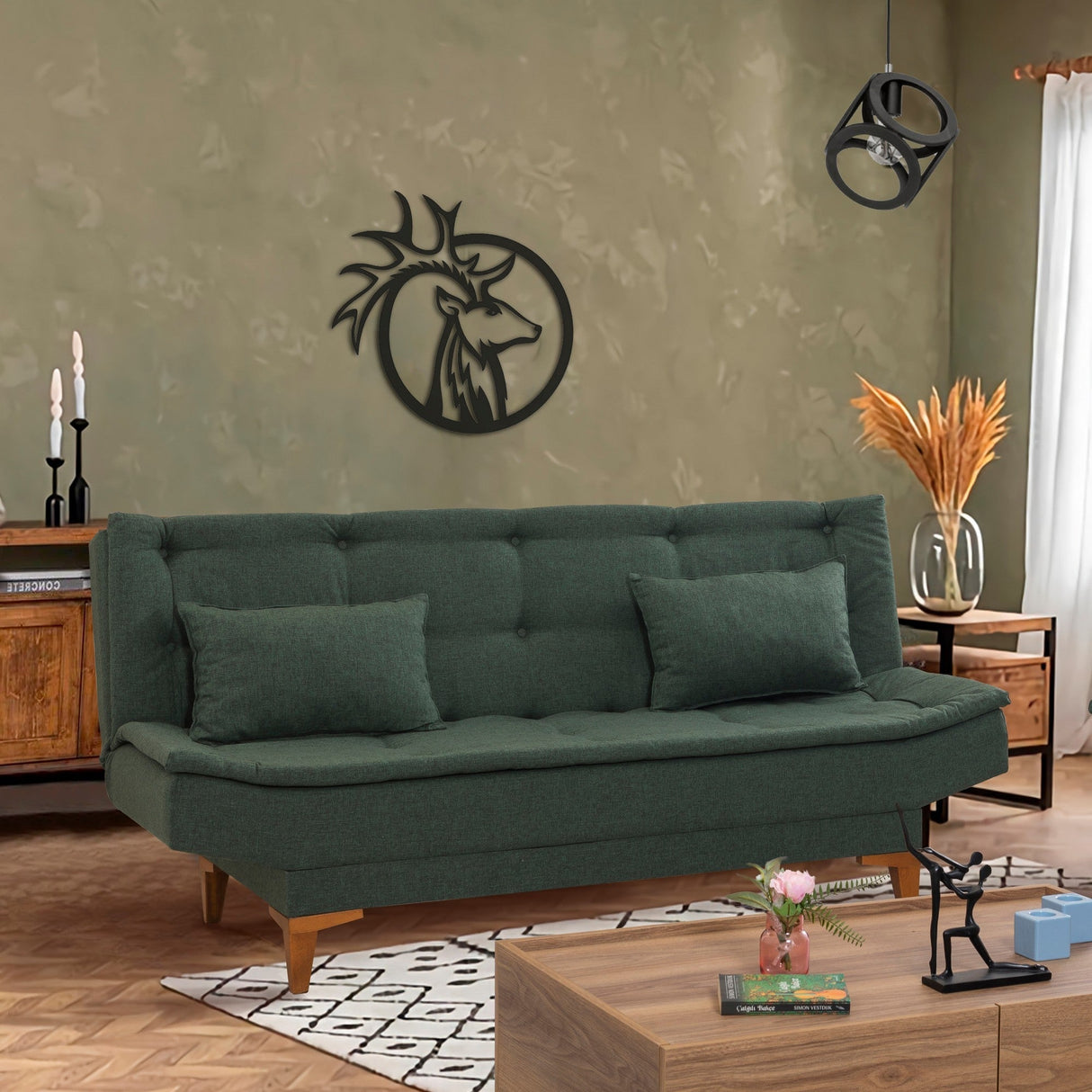 Canapea extensibilă Santo, 3 locuri, Diverse culori, 186x85x90 cm - Verde | SKU: 867UNQ1647 | Canapea extensibilă Santo, 3 locuri, 186x85x90 cm, varianta Verde, produs pentru amenajarea locuinței, disponibil online în România la CasaMob