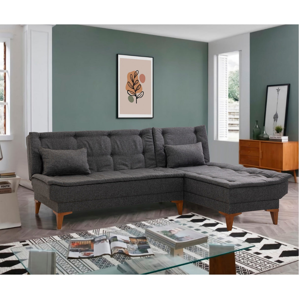 Canapea extensibilă Santo, Diverse culori, 225x85x86 cm - Antracit | SKU: 867UNQ1659 | Canapea extensibilă Santo, 225x85x86 cm, varianta Antracit, produs pentru amenajarea locuinței, disponibil online în România la CasaMob