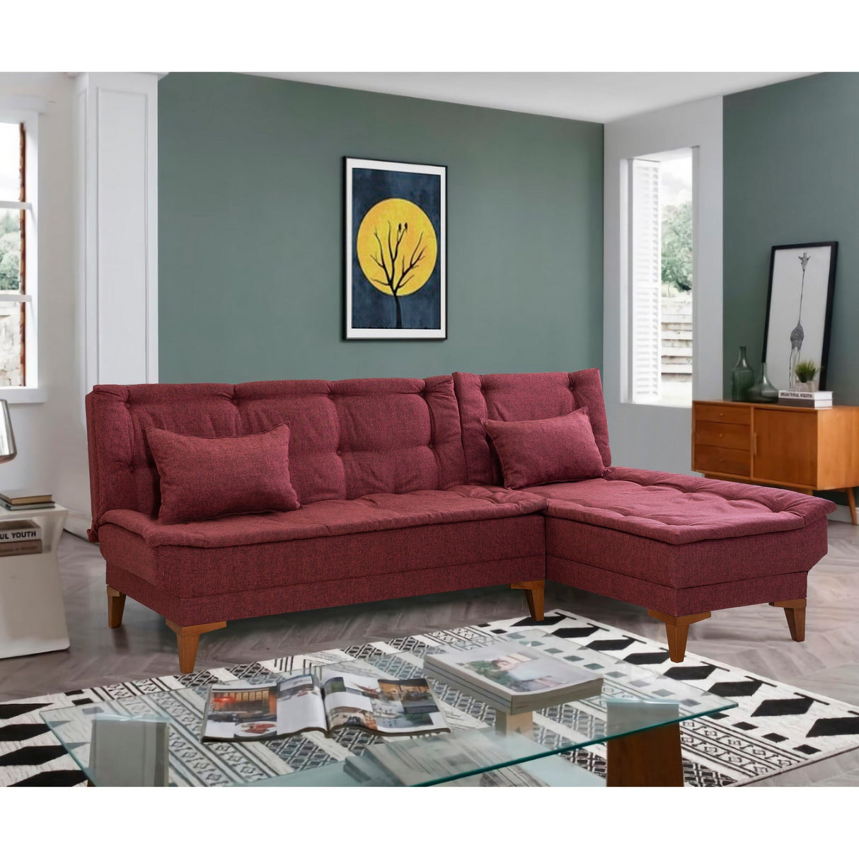 Canapea extensibilă Santo, Diverse culori, 225x85x86 cm - Bordo | SKU: 867UNQ1660 | Canapea extensibilă Santo, 225x85x86 cm, varianta Bordo, produs pentru amenajarea locuinței, disponibil online în România la CasaMob