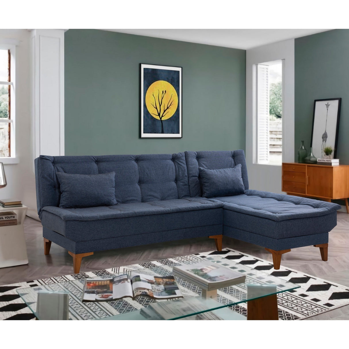 Canapea extensibilă Santo, Diverse culori, 225x85x86 cm - Albastru închis | SKU: 867UNQ1664 | Canapea extensibilă Santo, 225x85x86 cm, varianta Albastru închis, produs pentru amenajarea locuinței, disponibil online în România la CasaMob