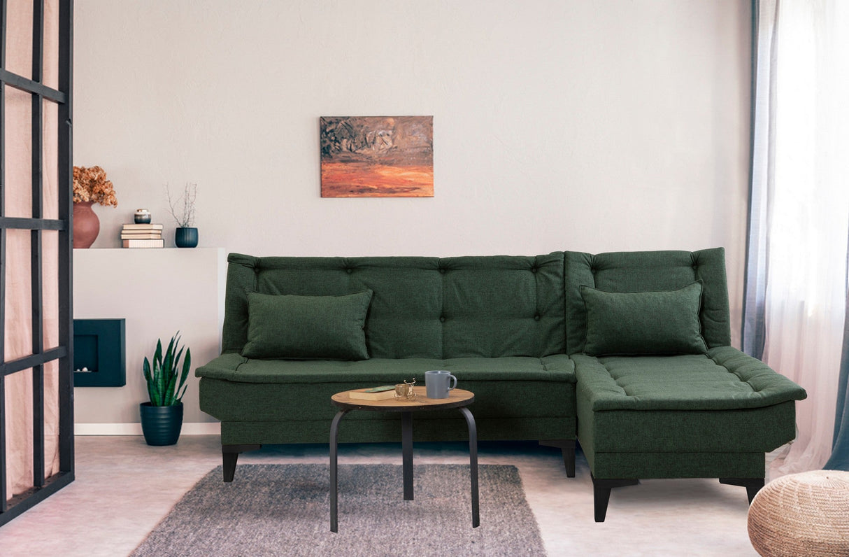 Canapea extensibilă de colț Santo-S, Diverse culori, 225x85x86 cm - Verde | SKU: 867UNQ1910 | Canapea extensibilă de colț Santo-S, 225x85x86 cm, varianta Verde, produs pentru amenajarea locuinței, disponibil online în România la CasaMob
