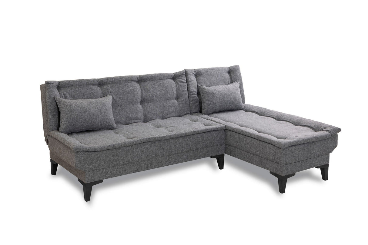 Canapea extensibilă de colț Santo-S, Diverse culori, 225x85x86 cm - Gri închis | SKU: 867UNQ1912 | Canapea extensibilă de colț Santo-S, 225x85x86 cm, varianta Gri închis, produs pentru amenajarea locuinței, disponibil online în România la CasaMob