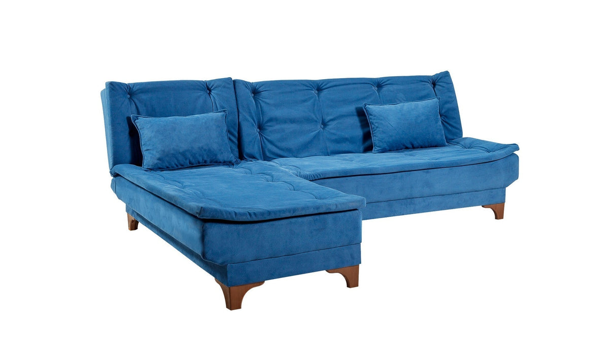 Canapea extensibilă de colț Kelebek Stânga, Diverse culori, 225x160x86 cm - Albastru închis | SKU: 867UNQ1917 | Canapea extensibilă de colț Kelebek Stânga, 225x160x86 cm, varianta Albastru închis, produs pentru amenajarea locuinței, disponibil online în România la CasaMob