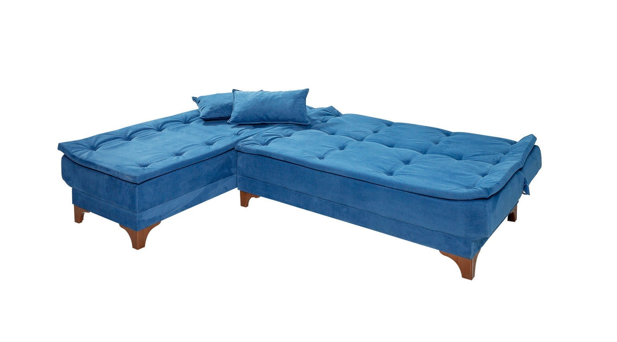 Canapea extensibilă de colț Kelebek Stânga, Diverse culori, 225x160x86 cm - Albastru închis | SKU: 867UNQ1917 | Canapea extensibilă de colț Kelebek Stânga, 225x160x86 cm, varianta Albastru închis, produs pentru amenajarea locuinței, disponibil online în România la CasaMob