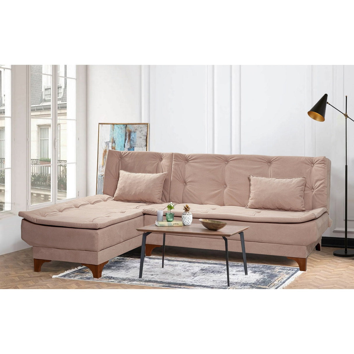 Canapea extensibilă de colț Kelebek Stânga, Diverse culori, 225x160x86 cm - Gri deschis | SKU: 867UNQ1923 | Canapea extensibilă de colț Kelebek Stânga, 225x160x86 cm, varianta Gri deschis, produs pentru amenajarea locuinței, disponibil online în România la CasaMob
