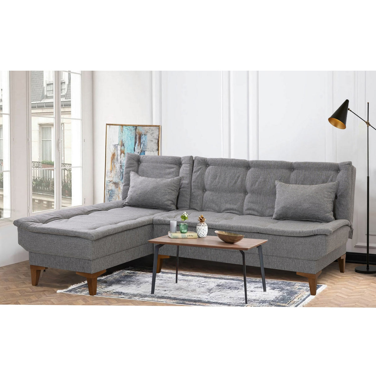 Canapea extensibilă Santo, Colț, Stânga, Diverse culori, 225x85x86 cm - Gri deschis | SKU: 867UNQ1927 | Canapea extensibilă Santo, Colț, Stânga, 225x85x86 cm, varianta Gri deschis, produs pentru amenajarea locuinței, disponibil online în România la CasaMob