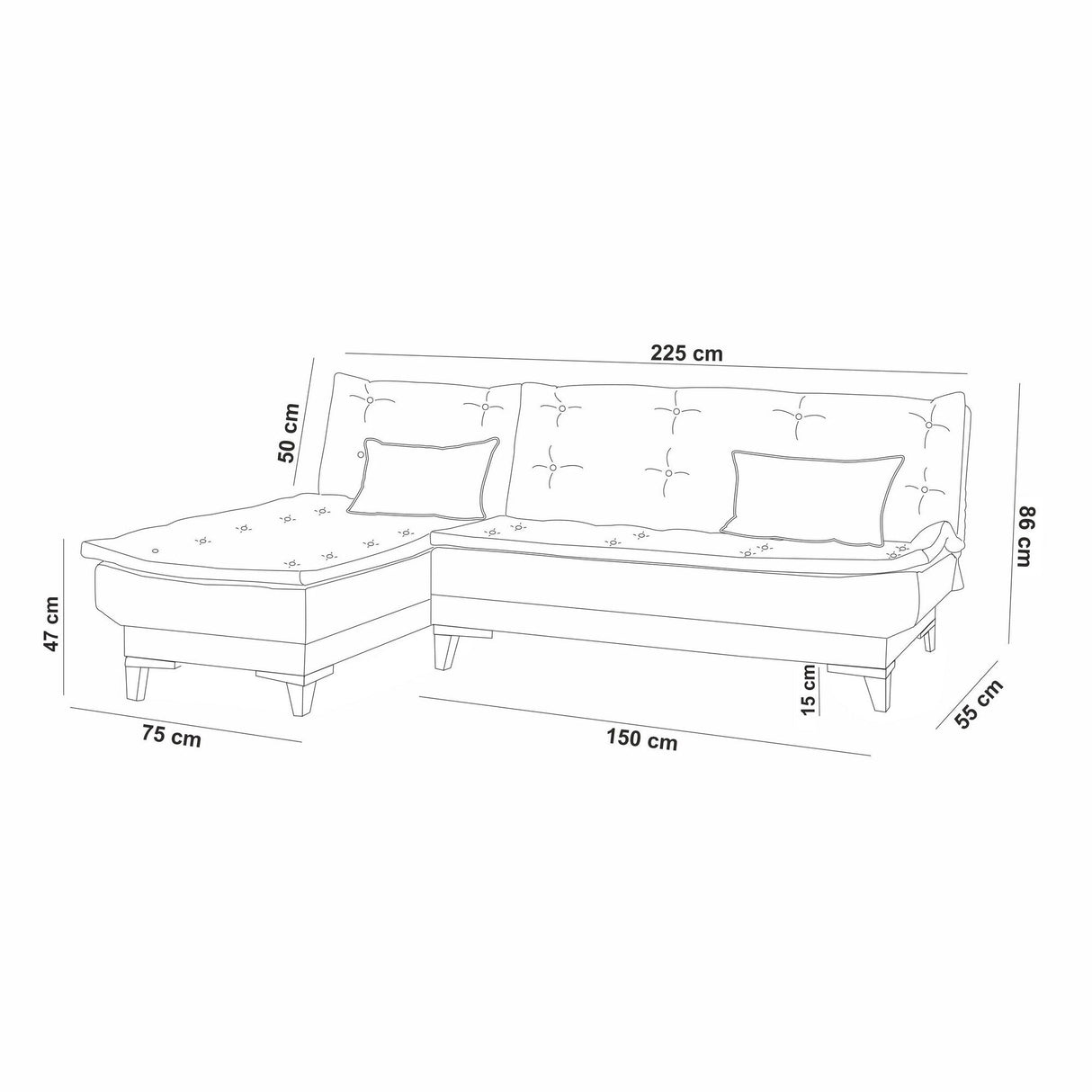 Canapea extensibilă Santo, Colț, Stânga, Diverse culori, 225x85x86 cm - Gri închis | SKU: 867UNQ1928 | Canapea extensibilă Santo, Colț, Stânga, 225x85x86 cm, varianta Gri închis, produs pentru amenajarea locuinței, disponibil online în România la CasaMob