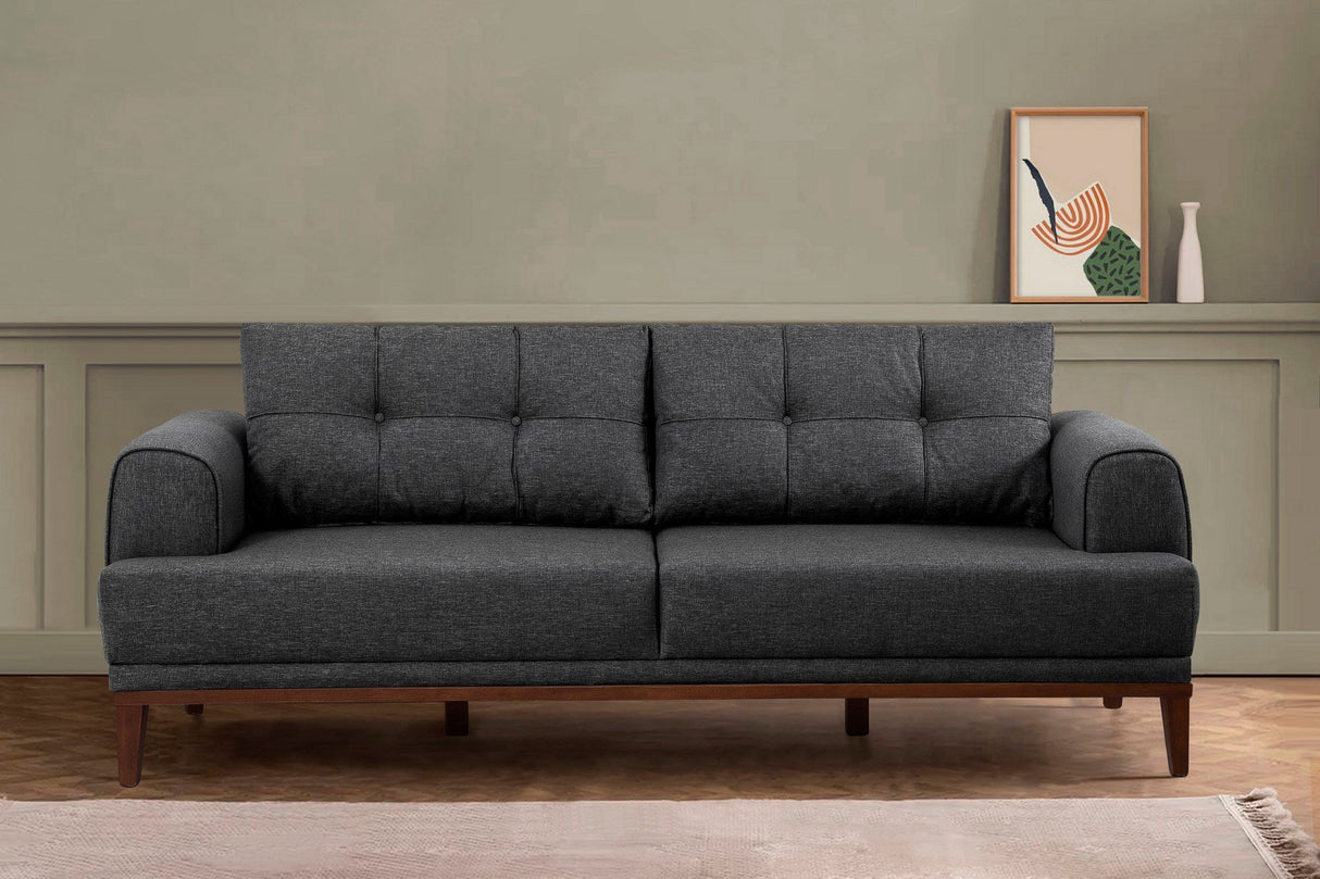 Canapea fixă 3 locuri Vina 3, Diverse culori, 223x94x82 cm - Antracit - Nuc | SKU: 867UNQ2208 | Canapea fixă 3 locuri Vina 3, 223x94x82 cm, varianta Antracit - Nuc, produs pentru amenajarea locuinței, disponibil online în România la CasaMob
