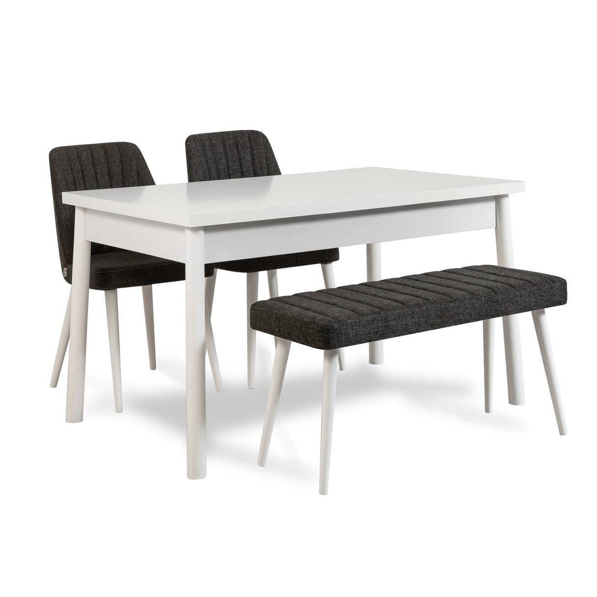 Masă cu scaune 4 bucăți Costa White, Alb - Antracit, 120x75x77 cm
