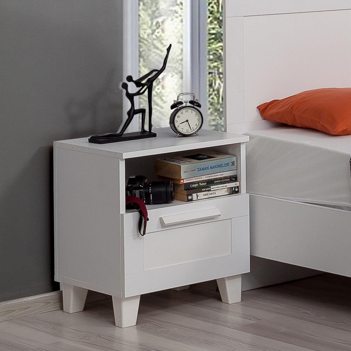 Noptieră Alfa, Diverse culori, 45x40x52 cm - Alb | SKU: 869VEL3520 | Noptieră Alfa, 45x40x52 cm, varianta Alb, produs pentru amenajarea locuinței, disponibil online în România la CasaMob