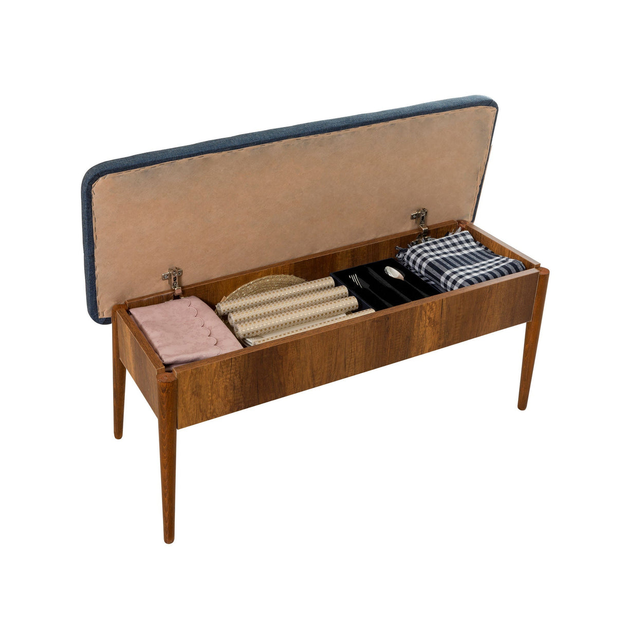 Masă extensibilă cu scaune 4 bucăți Vina 1048, Diverse culori, Diverse dimensiuni - Nuc - Albastru închis - 130x80x77 cm | SKU: 869VEL5134 | Masă extensibilă cu scaune 4 bucăți Vina 1048, varianta Nuc - Albastru închis - 130x80x77 cm, produs pentru amenajarea locuinței, disponibil online în România la CasaMob